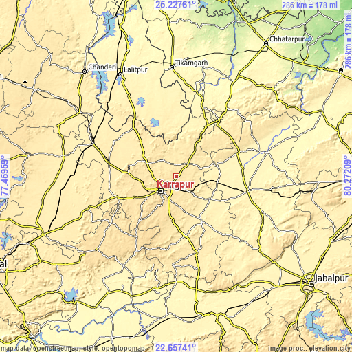 Topographic map of Karrāpur