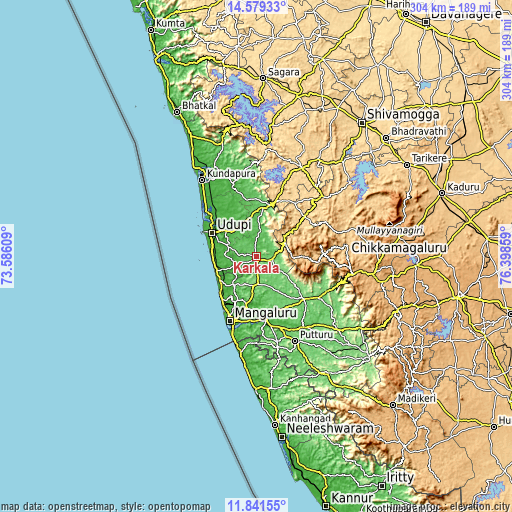 Topographic map of Kārkala