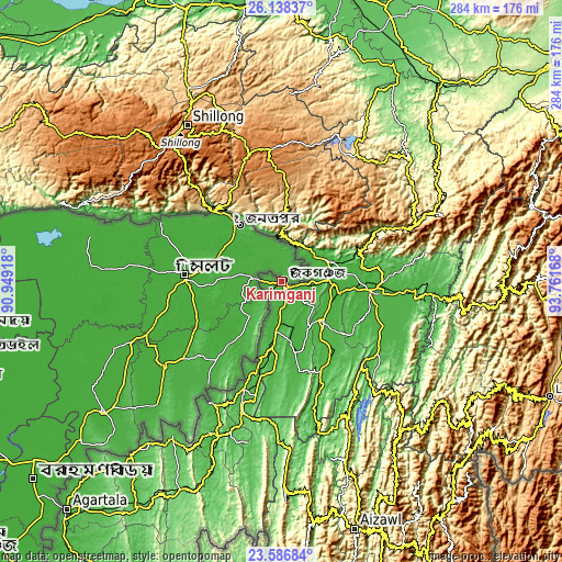 Topographic map of Karīmganj
