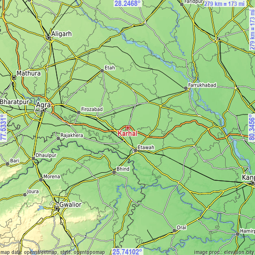 Topographic map of Karhal