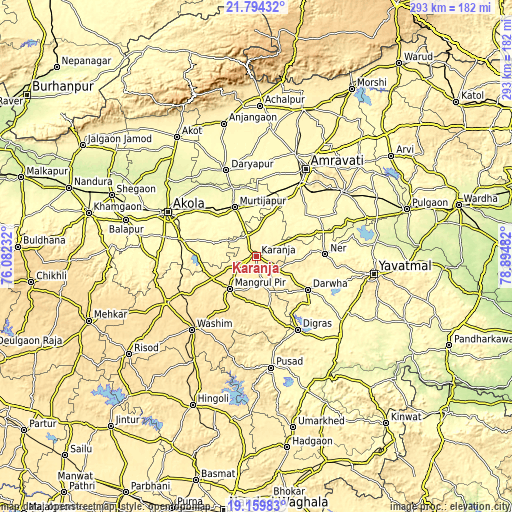 Topographic map of Kāranja