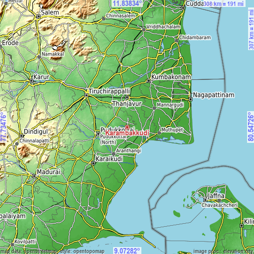 Topographic map of Karambakkudi