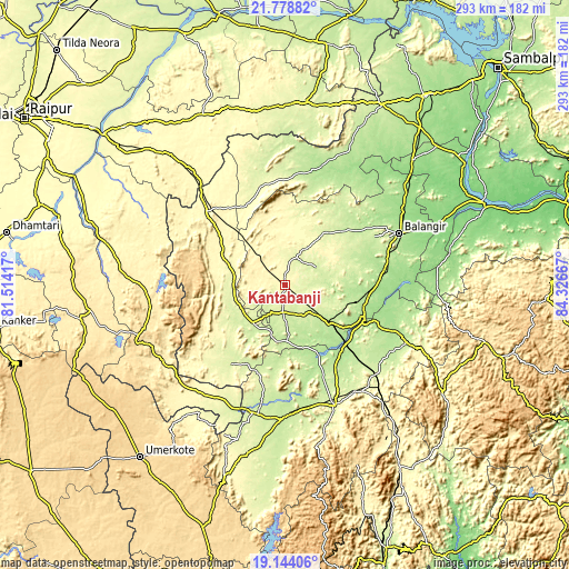 Topographic map of Kantābānji