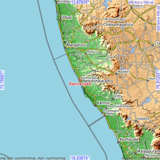 Topographic map of Kānnangād