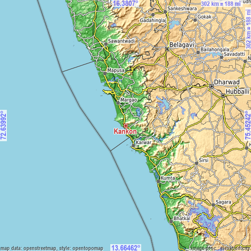 Topographic map of Kānkon