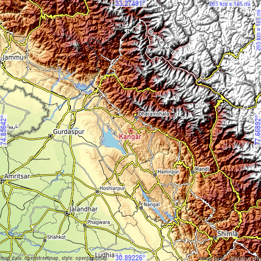 Topographic map of Kāngar