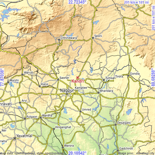 Topographic map of Kāndri