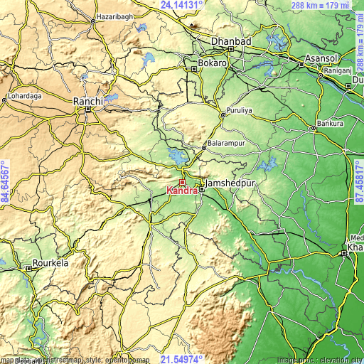 Topographic map of Kāndra