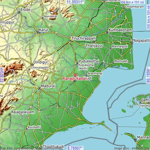 Topographic map of Kanadukattan