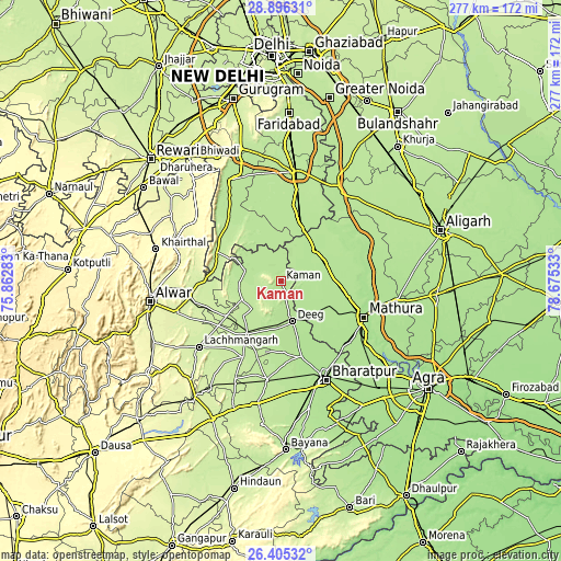 Topographic map of Kāman