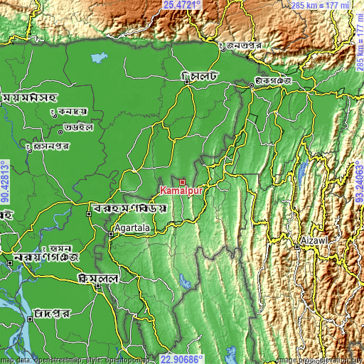 Topographic map of Kamalpur