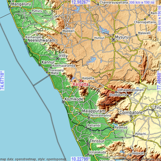 Topographic map of Kalpatta