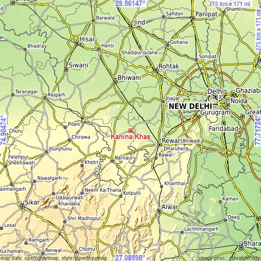 Topographic map of Kanīna Khās