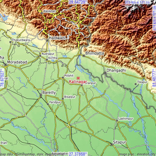 Topographic map of Kālīnagar