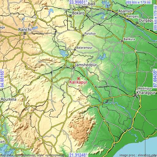 Topographic map of Kālikāpur