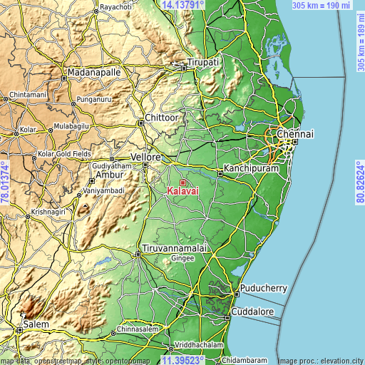 Topographic map of Kalavai