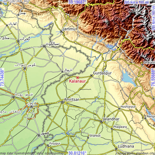 Topographic map of Kalanaur