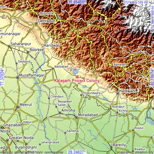 Topographic map of Kālāgarh Project Colony