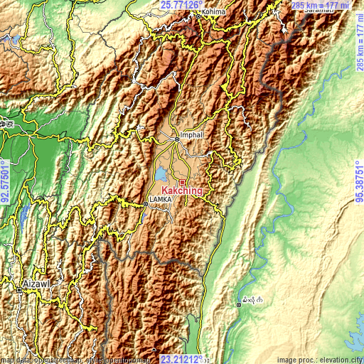 Topographic map of Kakching