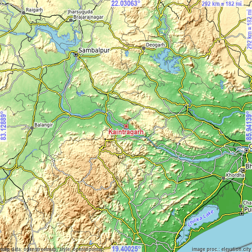 Topographic map of Kaintragarh
