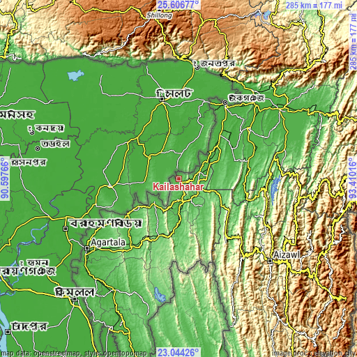 Topographic map of Kailāshahar