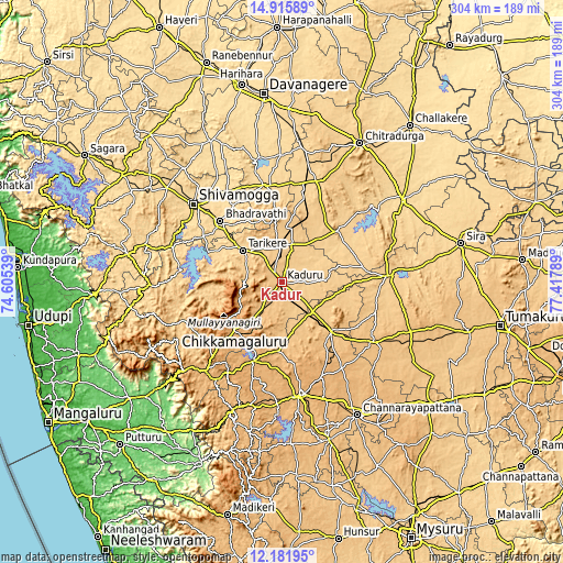 Topographic map of Kadūr