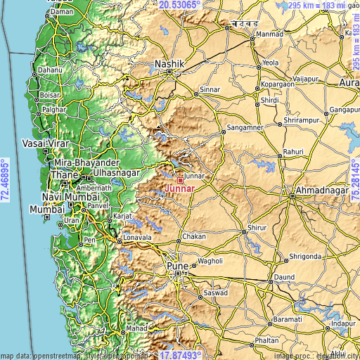 Topographic map of Junnar