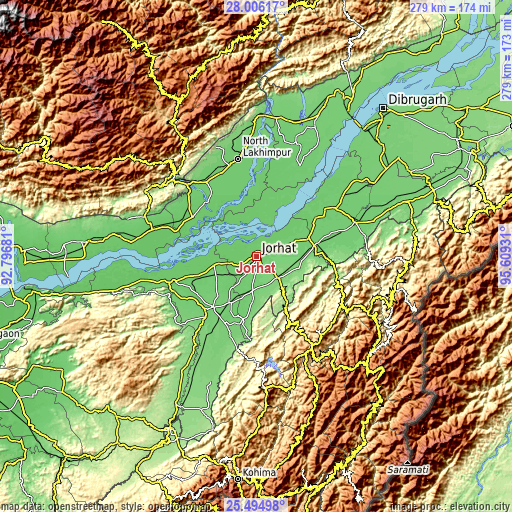 Topographic map of Jorhāt