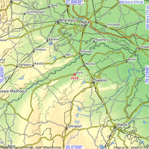 Topographic map of Jora