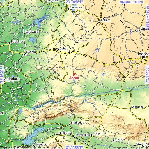 Topographic map of Jobat