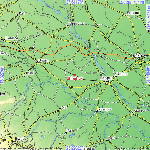 Topographic map of Jhīnjhak