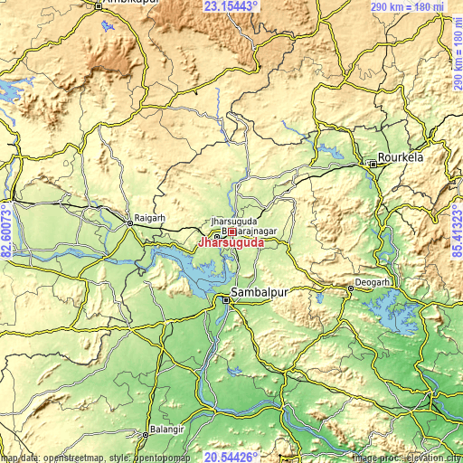 Topographic map of Jharsuguda