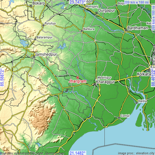 Topographic map of Jhārgrām