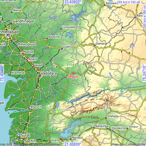 Topographic map of Jetpur