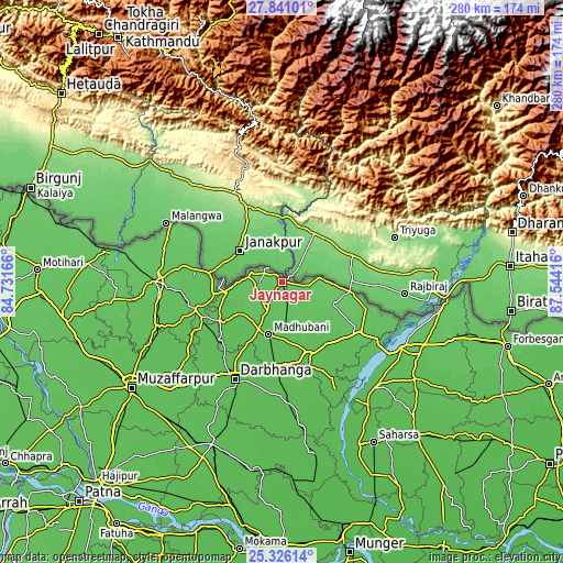 Topographic map of Jaynagar