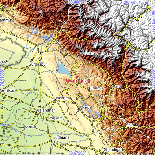 Topographic map of Jawāla Mukhi