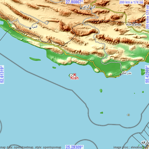 Topographic map of Kīsh