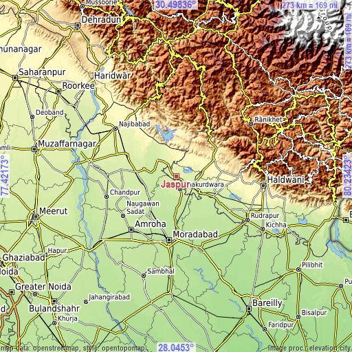 Topographic map of Jaspur