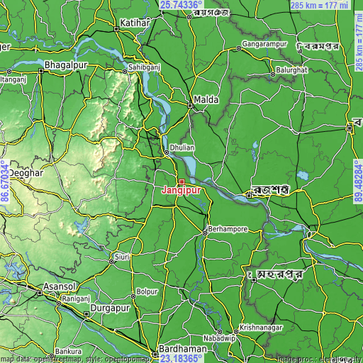 Topographic map of Jangipur