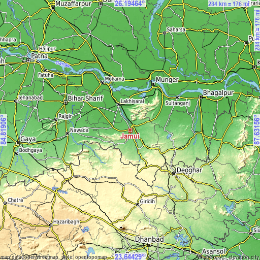 Topographic map of Jamūī