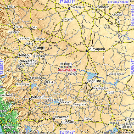 Topographic map of Jamkhandi