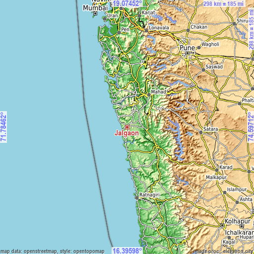 Topographic map of Jalgaon