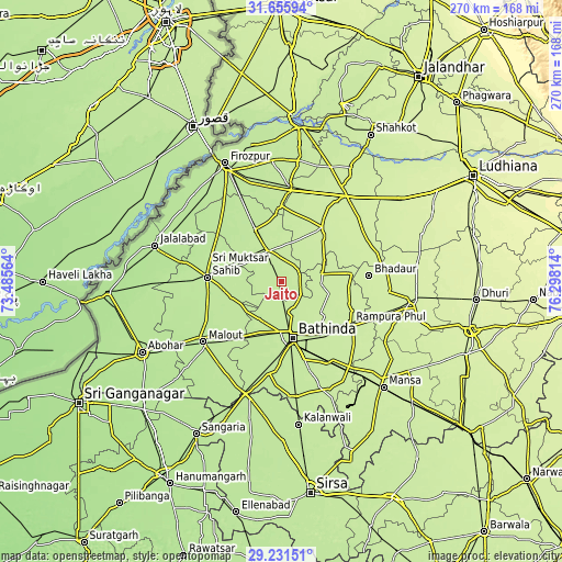 Topographic map of Jaito