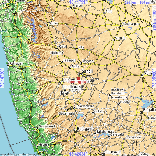 Topographic map of Jaisingpur