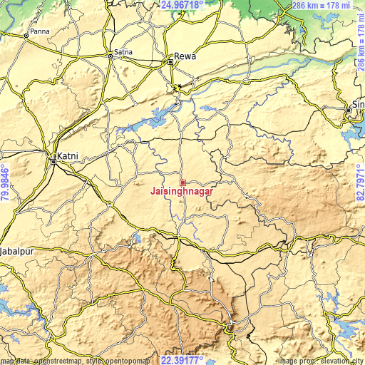 Topographic map of Jaisinghnagar