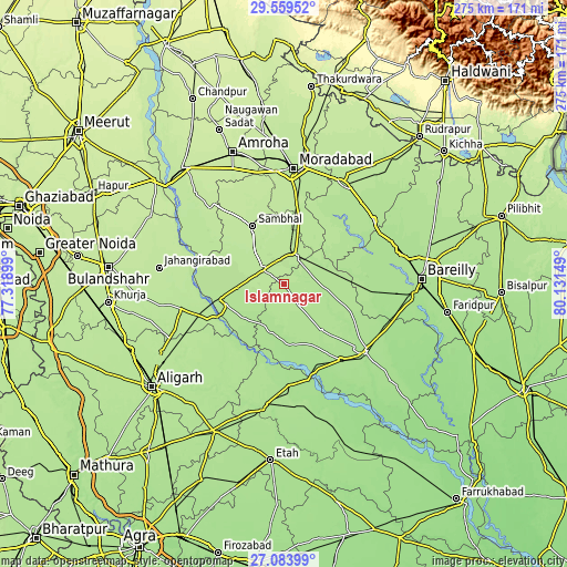 Topographic map of Islāmnagar