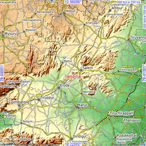 Topographic map of Ilampillai