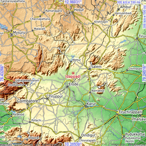 Topographic map of Idappadi