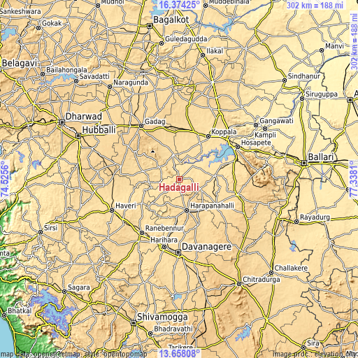 Topographic map of Hadagalli