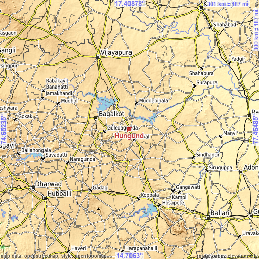 Topographic map of Hungund